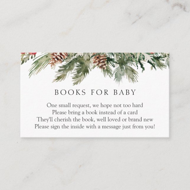 Winter Greenery and Pinecones Books for Baby Enclosure Card (Front)