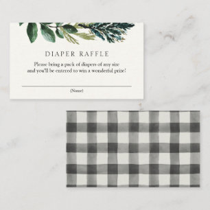 Winter Greenery and Plaid Diaper Raffle Enclosure  Card