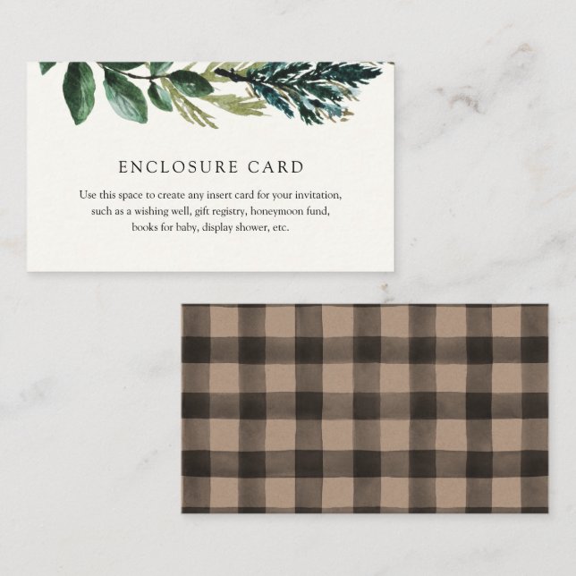 Winter Greenery and Plaid Enclosure Card (Front/Back)