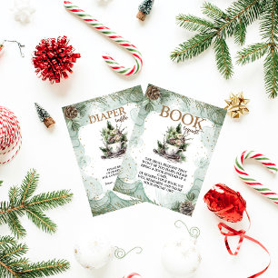 Winter Greenery Baby Shower Diaper Raffle Enclosure Card