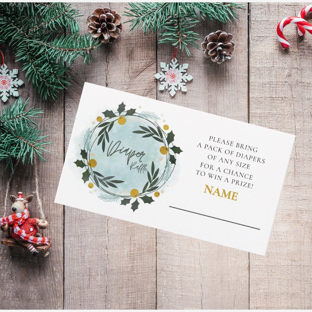  Winter Greenery Baby Shower Diaper Raffle  Enclosure Card (Creator Uploaded)
