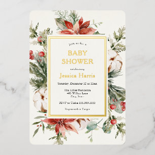 Winter Greenery Baby Shower Invitation