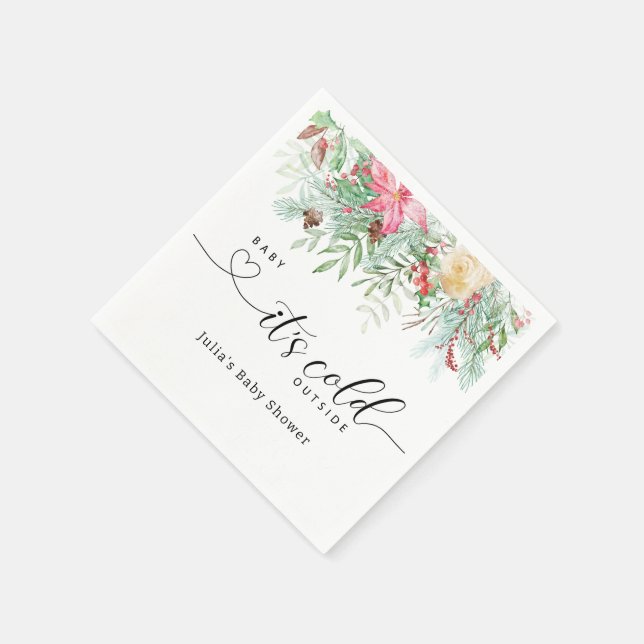 Winter greenery baby shower napkins (Corner)