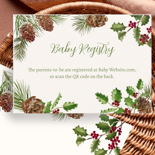 Winter Greenery Baby Shower Registry  Enclosure Card (Creator Uploaded)