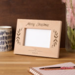 Winter Greenery Berries Merry Christmas Laser Etched Frames<br><div class="desc">This 6x4 laser etched wood picture frame features script text reading "Merry Christmas" adorned with winter greenery and berries. Personalise this holiday keepsake gift with your name and year.</div>