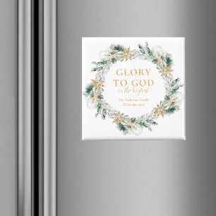 Winter Greenery Bible Verse Religious Christmas Magnet