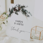 Winter Greenery Bouquet Cards and Gifts Sign<br><div class="desc">Celebrate in style with this rustic winter cards and gifts featuring a watercolor pine and eucalyptus twig with cotton flowers and elegant handwriting calligraphy.</div>