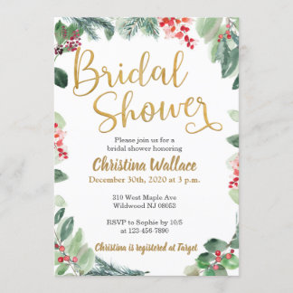 Winter Greenery Bridal Shower Invitations