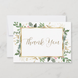 Winter Greenery Bridal Shower Thank You Card