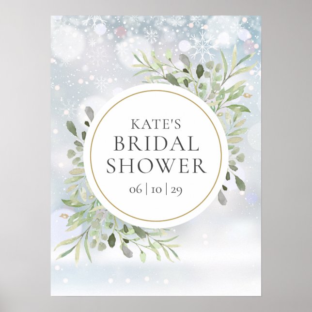 Winter Greenery Bridal Shower Welcome Sign (Front)