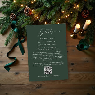 Winter Greenery Christmas Green Wedding Details Enclosure Card