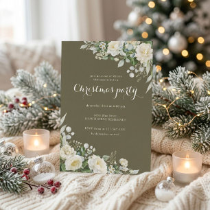 Winter Greenery Christmas Holiday Party Invitation