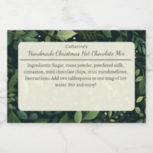 Winter Greenery Christmas Hot Chocolate Mix  Food Label