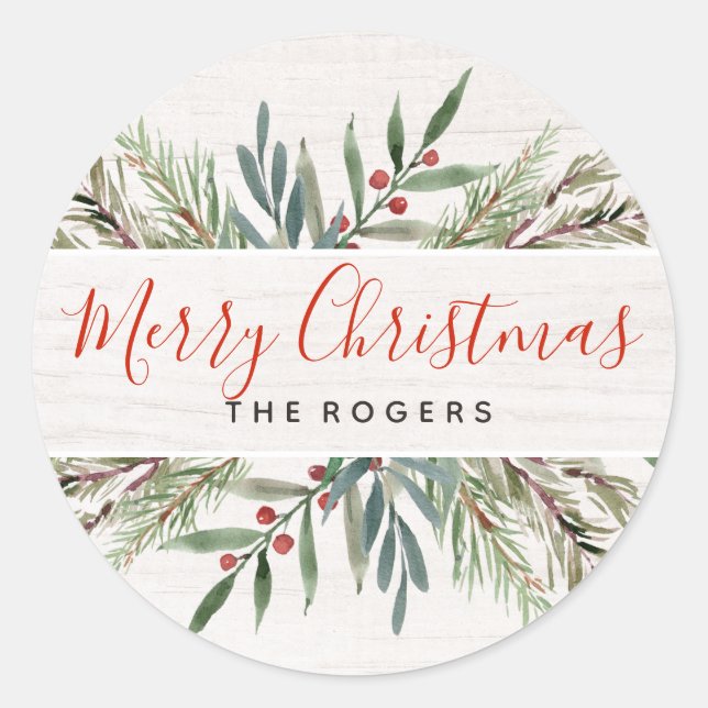Winter Greenery Christmas Label (Front)