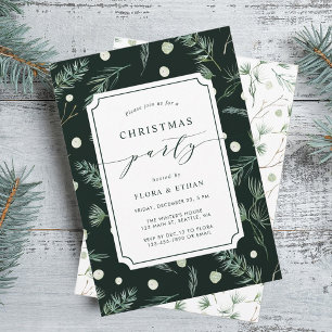 Winter Greenery Christmas Party  Invitation