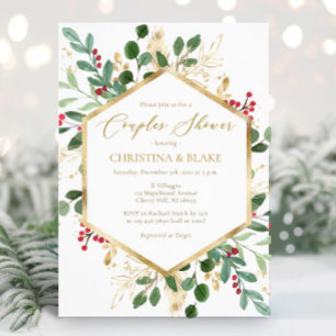 Winter Greenery Couples Shower Invitations