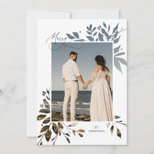 Winter Greenery Cutout Holiday Photo Card