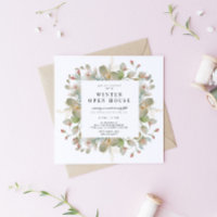 Winter Greenery Elegant Square Open House