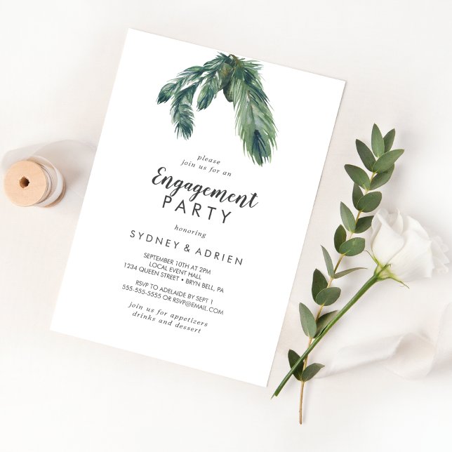 Winter Greenery Engagement Party  Invitation (Creator Uploaded)