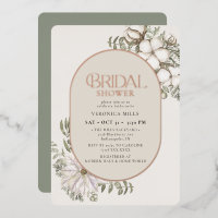 Winter Greenery Floral Green Oval Bridal Shower
