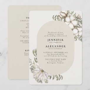 Winter Greenery Floral Oval RSVP QR Code Wedding Invitation