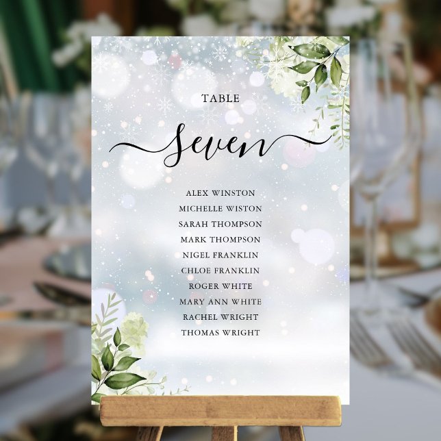 Winter Greenery Floral Seating Plan Table Number (Winter Greenery Floral Seating Plan Table Number)