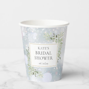 Winter Greenery Foliage Bridal Shower Paper Cups