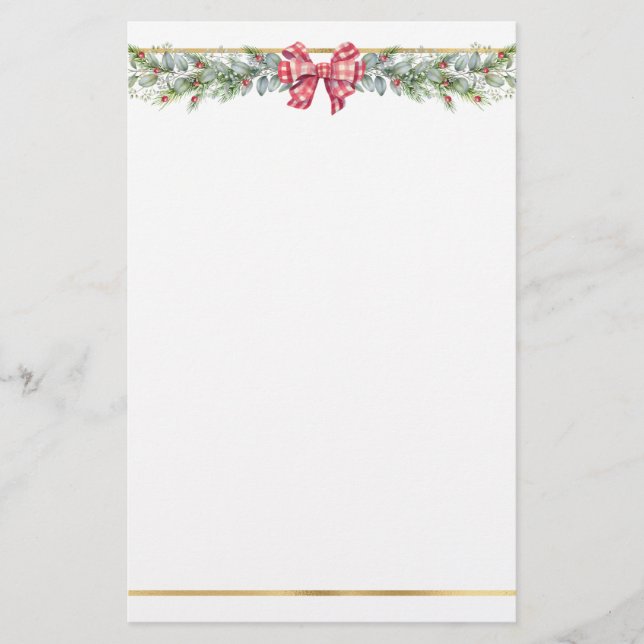 Winter Greenery Foliage Pine Stationery (Front)