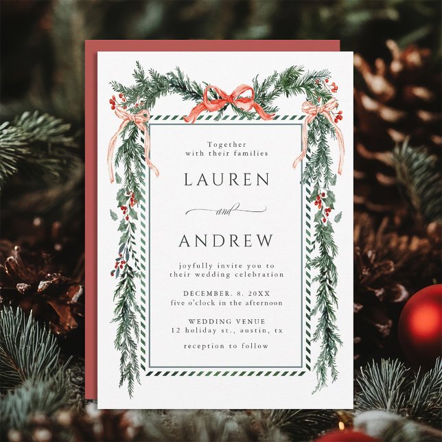 Winter Greenery Garland Wedding Invitation (Creator Uploaded)