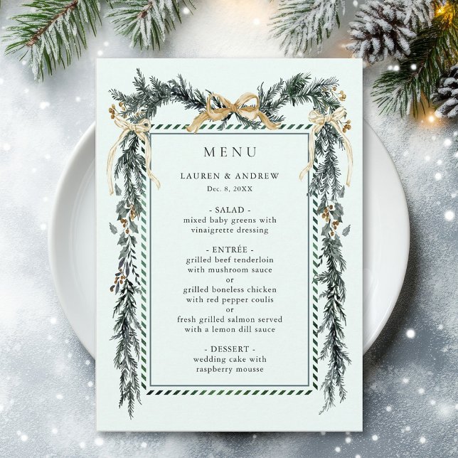 Winter Greenery Garland Wedding Mint Green Menu (Creator Uploaded)