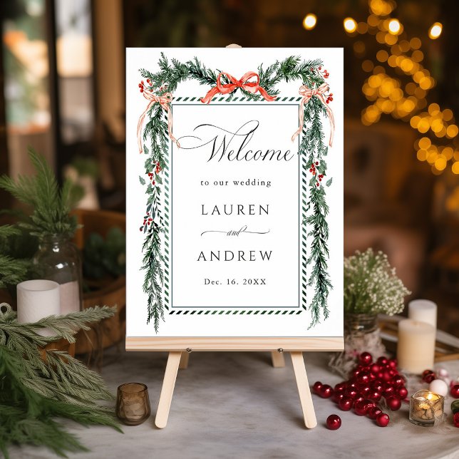 Winter Greenery Garland Wedding Welcome Poster (Creator Uploaded)