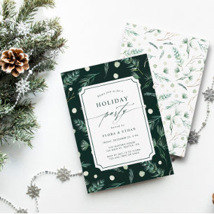 Winter Greenery Holiday Party  Invitation