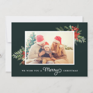 Winter Greenery Holiday photo card