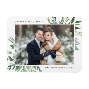 Winter Greenery   Holiday Photo Magnet