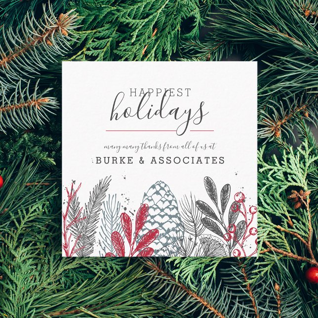 Winter Greenery Holiday Square Business Card (Winter Greenery Holiday Square Business Card)