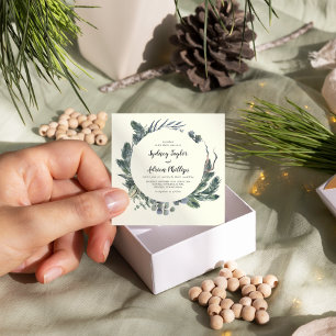 Winter Greenery   Ivory Casual Wedding  Invitation