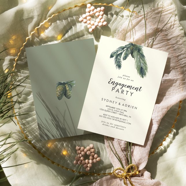Winter Greenery | Ivory Engagement Party   Invitation (Creator Uploaded)