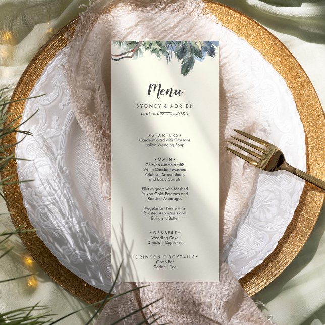 Winter Greenery | Ivory Wedding Dinner Menu (Creator Uploaded)