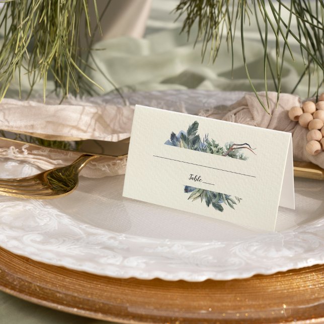 Winter Greenery | Ivory Wedding Place Card (Creator Uploaded)