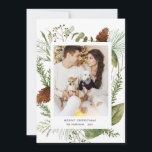 winter greenery merry christmas photo card<br><div class="desc">Our "winter greenery" collection features minimalist watercolor pine forest greenery excellent for your cards and invitations but also for other stationery and many more items. Serif font coupled with elegant script font is easy to customise. Check our store for more items from this collection.</div>