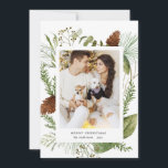 winter greenery merry christmas photo card<br><div class="desc">Our "winter greenery" collection features minimalist watercolor pine forest greenery excellent for your cards and invitations but also for other stationery and many more items. Serif font coupled with elegant script font is easy to customise. Check our store for more items from this collection.</div>