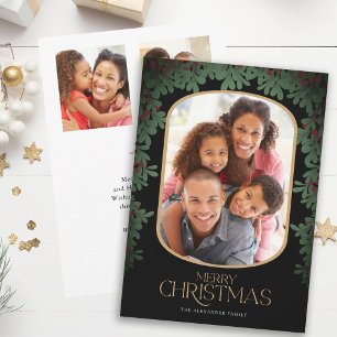 Winter Greenery Mistletoe 3 Photos Christmas Holiday Card