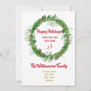 Winter Greenery New Home Happy Holidays Holiday Card