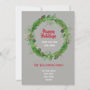 Winter Greenery New Home Happy Holidays Holiday Card