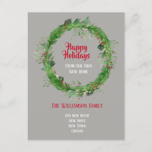 Winter Greenery  New Home Happy Holidays Postcard