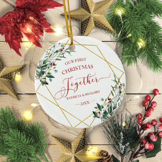 Winter Greenery Our First Christmas Together Ceramic Tree Decoration