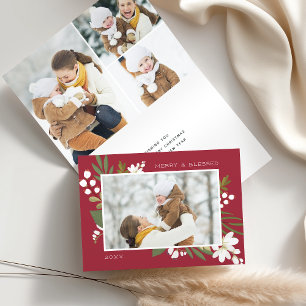 Winter Greenery   Photo Folded Holiday Card