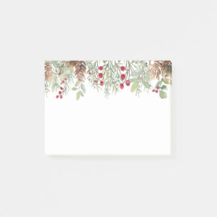 Winter Greenery Pine Christmas Holidays Post-it No Notes