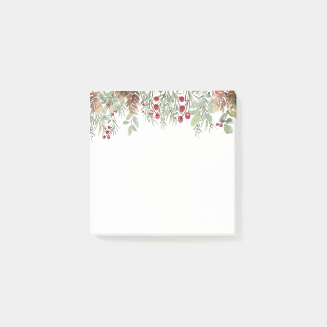 Winter Greenery Pine Christmas Holidays Post-it No Post-it Notes (Front)