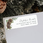 Winter Greenery Pine Cone Wedding Return Address<br><div class="desc">Perfect for winter weddings and holiday mail, these elegant return address labels feature a rustic woodland winter evergreen bouquet with watercolor greenery sprigs and pine cones, accented with snowberries. Find matching products in the collection, and feel free to message me through Zazzle Chat if you need design tweaks or more...</div>